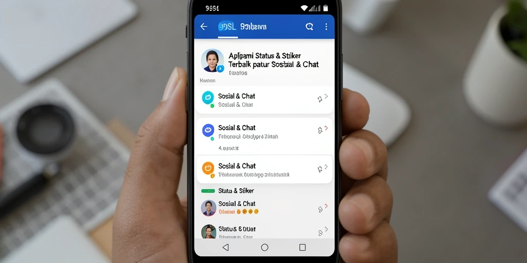 Tampilan antarmuka aplikasi 99SL dengan stiker dan status menarik.
