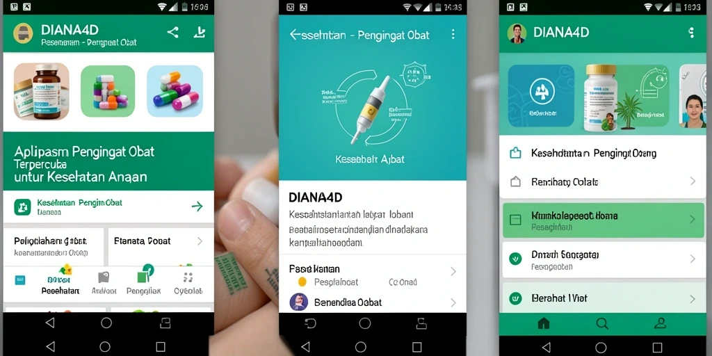 Tampilan antarmuka <strong>DIANA4D</strong> yang sederhana dan fungsional untuk Pengingat Obat.