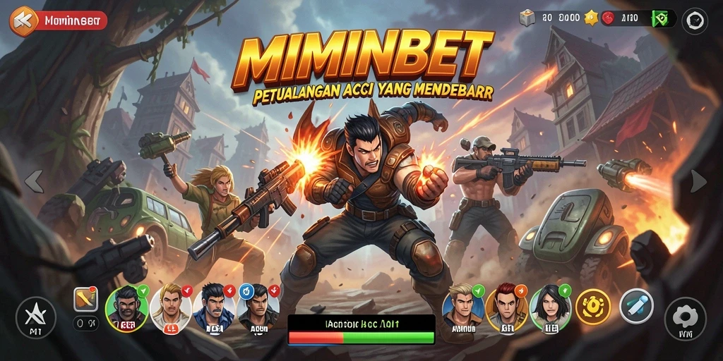 Tampilan dinamis MIMINBET dengan aksi mendebarkan di layar.