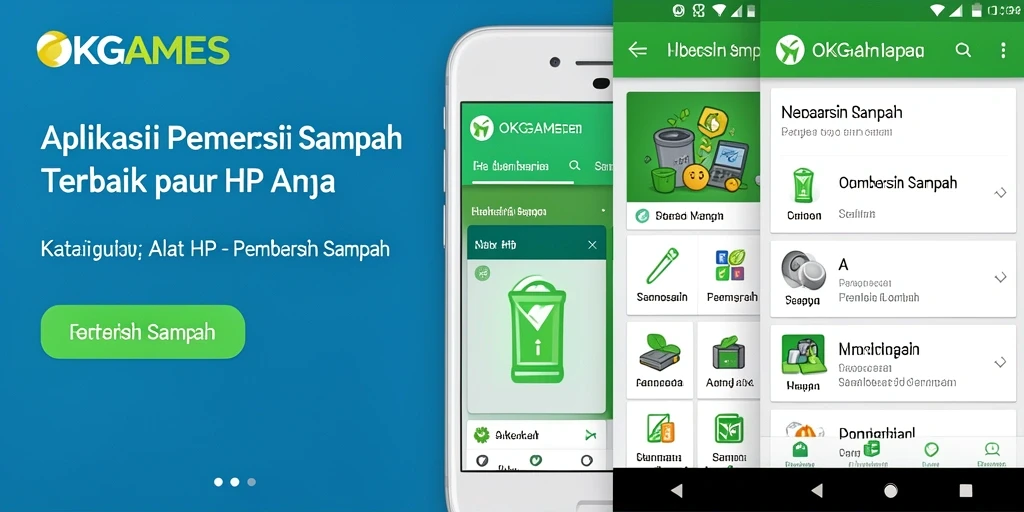 Screenshot antarmuka OKGAMES yang menunjukkan fitur Pembersih Sampah.