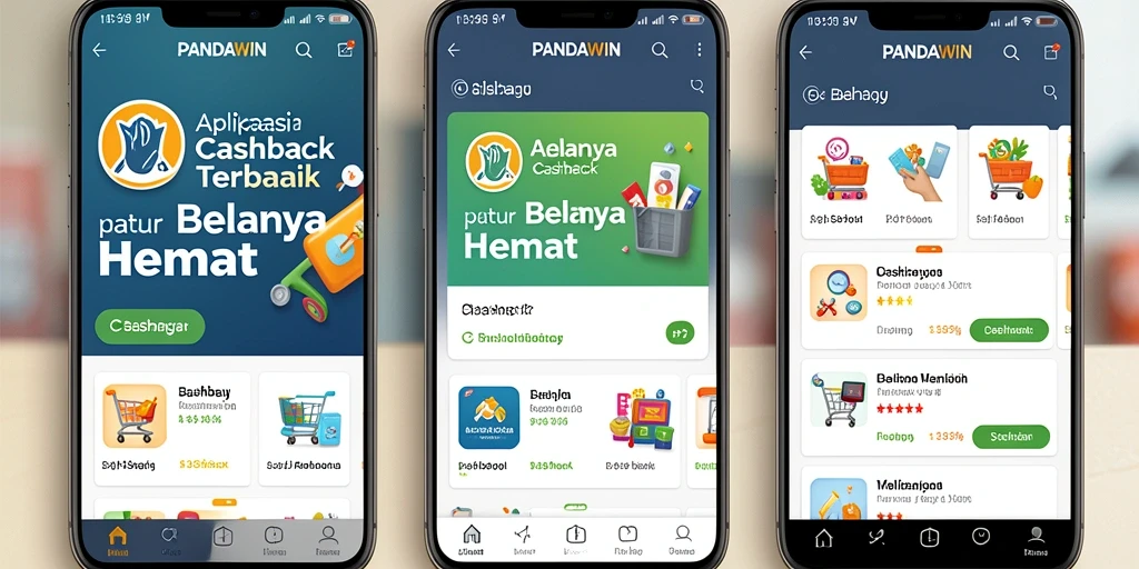 Antarmuka aplikasi PANDAWIN yang menampilkan fungsi Cashback yang mudah digunakan.