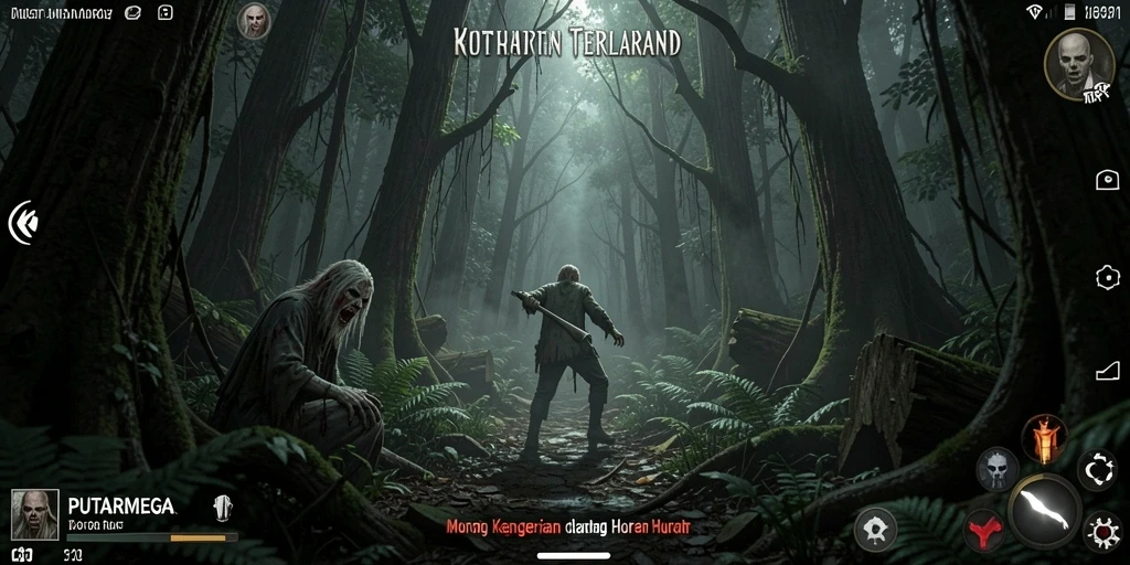 Tampilan mencekam dari permainan PUTARMEGA di hutan angker.