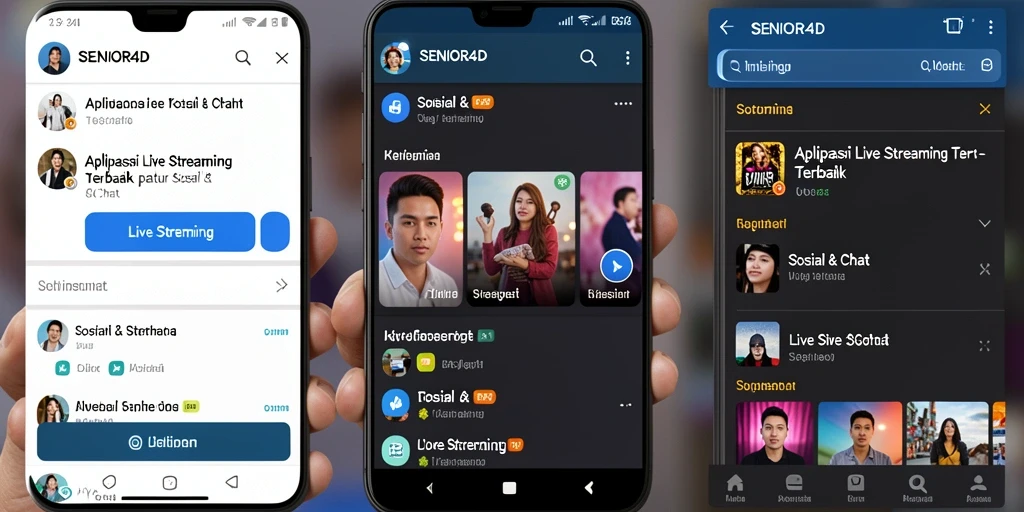 Tampilan antarmuka aplikasi SENIOR4D saat melakukan Live Streaming.