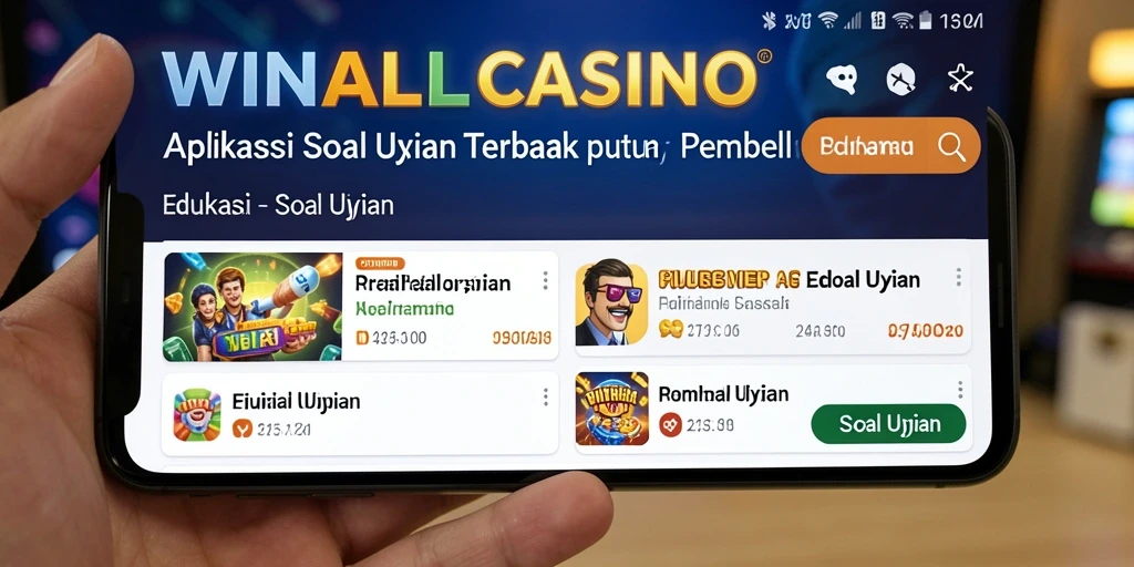 Tampilan antarmuka WINALLCASINO dengan fitur Soal Ujian interaktif.